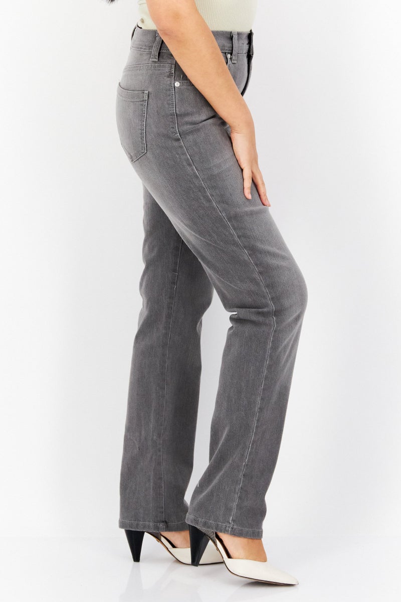 Gloria Vanderbilt Women Regular Fit Washed Straight Leg Pants, Grey - Image 4